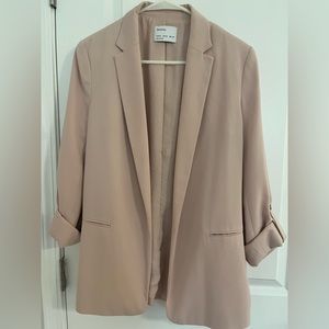 Bershka Blush Longline Fitted Blazer with Buttons